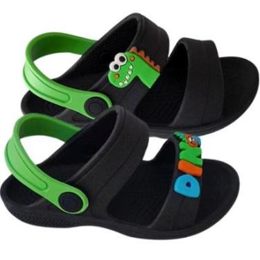Imagem de Kit 2 Pares Papete Infantil Sandália Masculina Chinelo Dinossauro Verão Estiloso Dino Escolar-Masculino