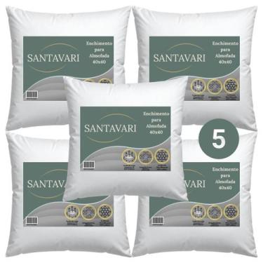 Imagem de Kit 5 Enchimentos de Almofada 40x40  Fibra Siliconada com Capa TNT 40g