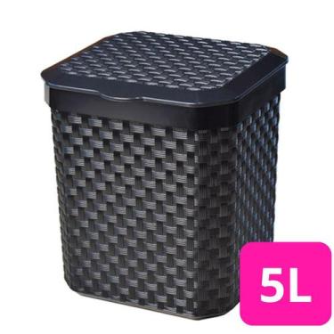 Imagem de Lixeira Plástico Pia Tampa Preta 5L Escritório - Arqplast, Preto