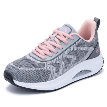Imagem de Sapatos de caminhada MEHOTO, tênis ortopédicos femininos, cinza, rosa,