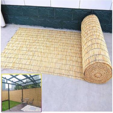 Imagem de Cerca de junco natural, cerca de bambu, pára-brisa de jardim, tela de privacidade, guarda-sol, fácil de instalar, para varanda, jardim, pátio, externo, 2 3 4 pés de altura, 80 cm × 450 cm (3