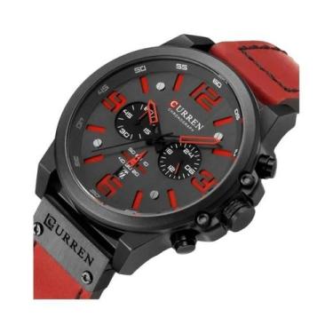 Imagem de Relógio De Pulso Masculino À Prova d'Água Com Pulseira De Couro Quartz