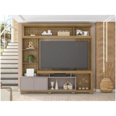 Imagem de Home p/ TV até 70 Pol Formosa c/ Nicho e Pés 210x207cm Lamina Mel/Caca