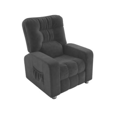 Imagem de Poltrona Matrix Reclinável Azera - Veludo Chumbo, Cinza