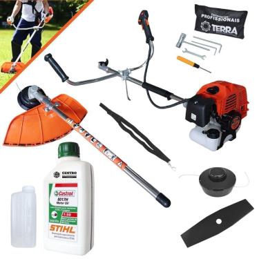 Imagem de Roçadeira 43cc Bipartida Á Gasolina GRHB430 1,7Hp 12.000RPM Alta Performance, Robusta e Econômica Com Faca 2 Pontas e Carretel Nylon + ÓLEO STIHL 2T