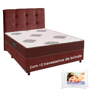Imagem de Cama Box + Cabeceira + Colchão Casal D45 + 2 Travesseiros Ortobom