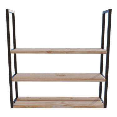 Imagem de Estante De Madeira Industrial 80X20Cm Preta Para Casa