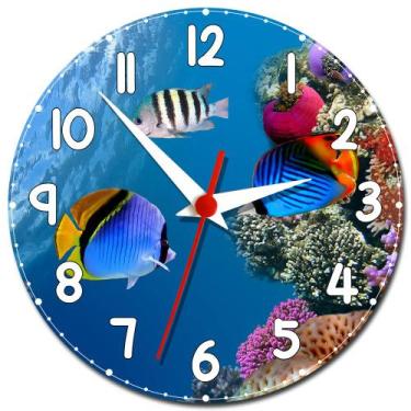 Imagem de Relógio de Parede Aquário Peixe no Mar Decoração de Aquário - Gringos 