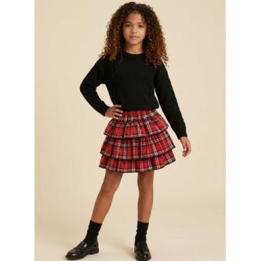 Imagem de Saia Infantil Xadrez Vermelha Festa Junina Tamanho:10YCor:Vermelho - J