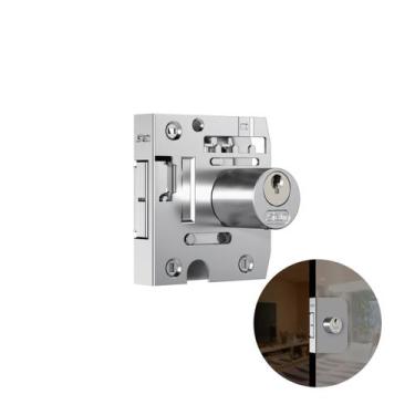 Imagem de Fechadura Cromada Com Cilindro Redondo Para Porta de Vidro Correr 2002