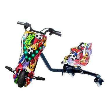 Imagem de Patinete Elétrico Triciclo Infantil Drift 350w 36v - Azul Car, Futebol
