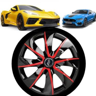 Imagem de 1 Calota Esportiva Modelo Prime Aro 13 Polegadas Grafite Vermelho Para
