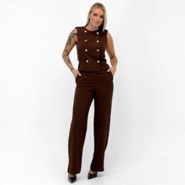 Imagem de Conjunto Analiss Shine Alfaiataria Blusa Regata e Calça Wide Leg Feminina-Feminino