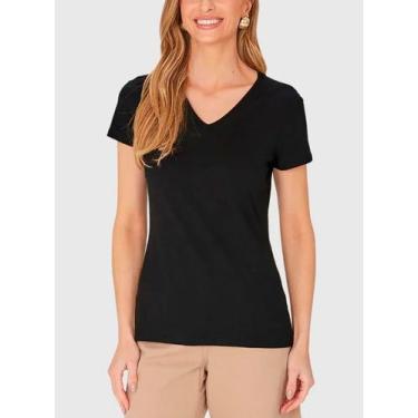 Imagem de Blusa Baby Look Malwee 1000047373 Feminina Gola V Algodão T. P/XGG, G,