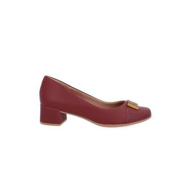 Imagem de Sapato Scarpin Usaflex Salto Baixo Couro Vermelho, 35