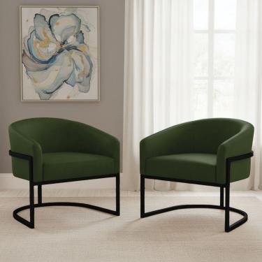 Imagem de Poltrona Sala Decorativa kit 2 Arielle Industrial Preto Sintético PU D03 - D`Rossi