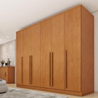 Imagem de Guarda Roupa Casal 6 Portas 8 Gavetas Puxador MDF 270cm Portugal Yesca