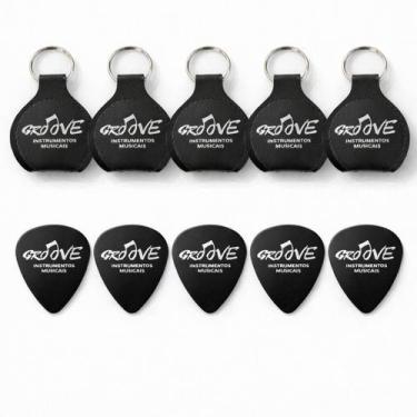 Imagem de Kit 6 Chaveiro Porta Palhetas Groove Preto material sintético 3 Palhet