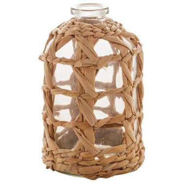 Imagem de Vaso de vidro com detalhes em fibra natural trançada Wolff 9x15