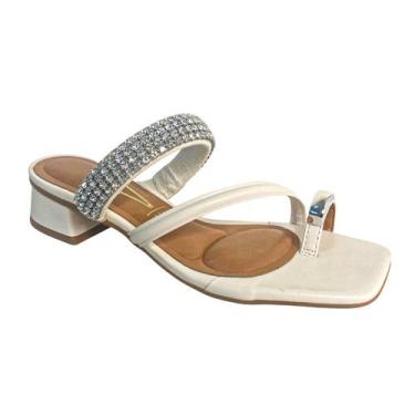 Imagem de Tamanco Salto Bloco Casual Feminino Vizzano 64541333 Off White, 35