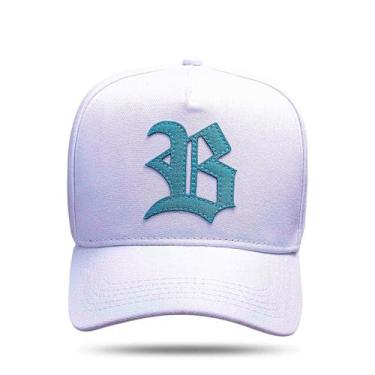 Imagem de Boné Blck Brasil Strapback Listras Logo Suede, Branco, Verde água