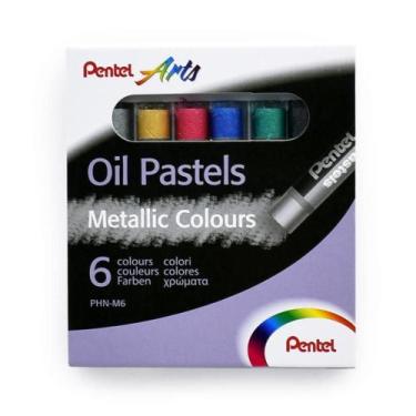 Imagem de Giz Pastel Oleoso Cores Metálicas Pentel - 6 Cores