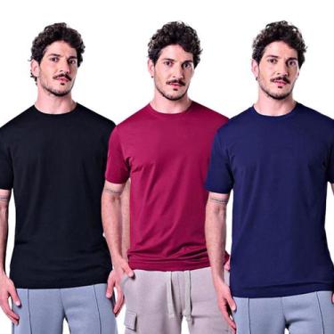 Imagem de Kit 3 Camisetas Masculinas Básicas P - Rabbitohs, GG, Azul navy, Preto
