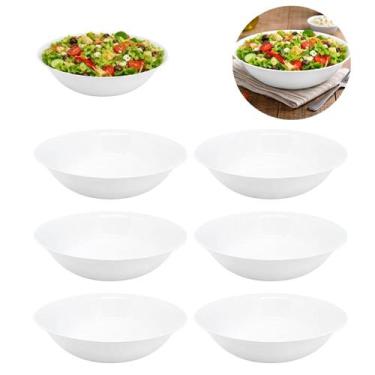 Imagem de 6 Tigelas Melamina 1,4L Branca Pote Saladeira Grande - Fx