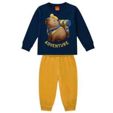 Imagem de Conjunto Menino Kyly Casaco e Calça em Moletom Peluciado Capivara Mari