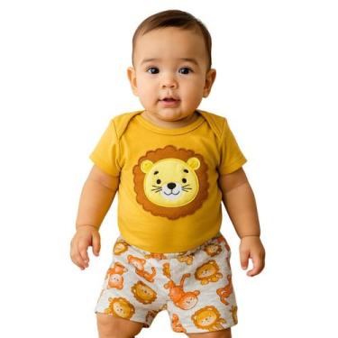 Imagem de Conjunto Bebê Menino Body e Shorts Kyly, 9 a 12 meses, Mostarda