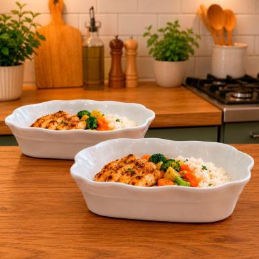 Imagem de Tigela Saladeira Bowl em Melamina Retangular 600ML Kit 8 Peças Resistente e Durável para Servir Saladas e Petiscos