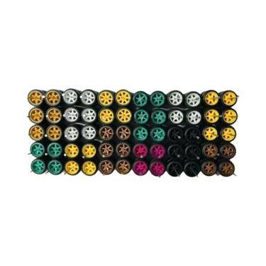 Imagem de Pneus De Borracha De 11mm Com Aros Para Modelos De Carros Em Escala 1/