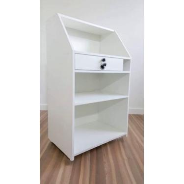 Imagem de Balcão Recepção Atendimento MDF TX 15mm Tampo Duplo Caixa Gaveta Com C
