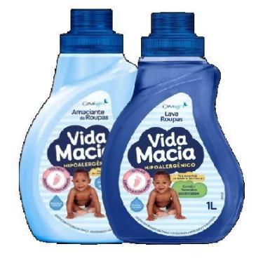Imagem de Lava roupa vida macia liquido glicerina & lavanda 1l + amaciante glice