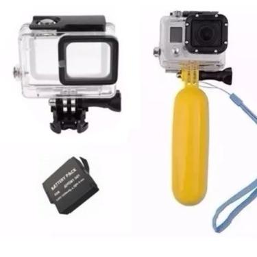 Imagem de Pacote com acessórios para Gopro Hero 5 Hero 6 Hero 7 Black Caixa estanque Bateria Flutuador amarelo (3 itens)
