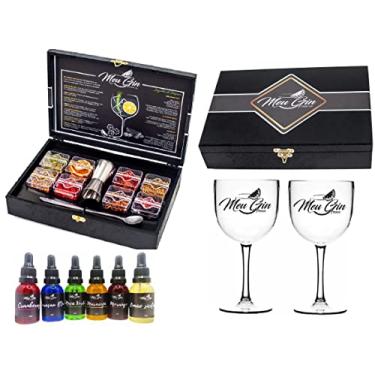 Imagem de Kit 08 Especiarias Gin + Dosador Duplo Inox + kit 6 Xaropes + 2 Taças