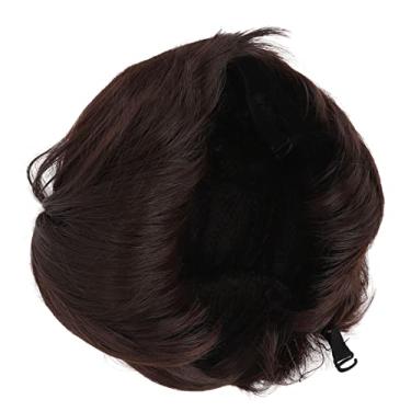 Imagem de Perucas sintéticas perucas curtas para homens marrom escuro flexível resistente ao calor peruca Halloween casual wear