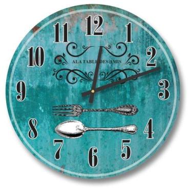 Imagem de Relógio De Parede Decorativo Talheres Azul Pátina 50cm - Prego E Marte