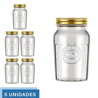 Imagem de 5 Pote Americano Mantimento Café Vidro Vintage 1L Nadir