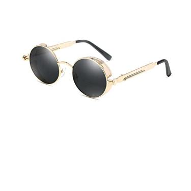 Imagem de Steampunk Sunglasses Polarized Men Women Vintage Round Metal Frame Sun Glasses Quality UV400,T8028 C1 Brown case,China