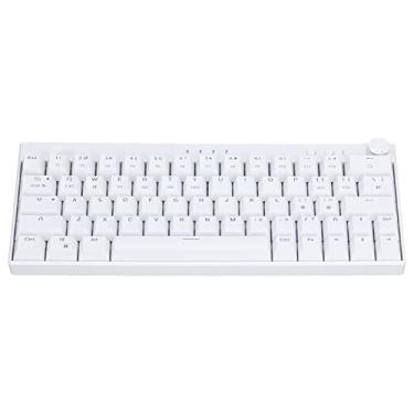 Imagem de Teclado mecânico, teclado portátil branco Bluetooth 5.0 3.0 ergonômico USB C com fio 2.4G teclado sem fio com design de botão para computador laptop PC (eixo azul)