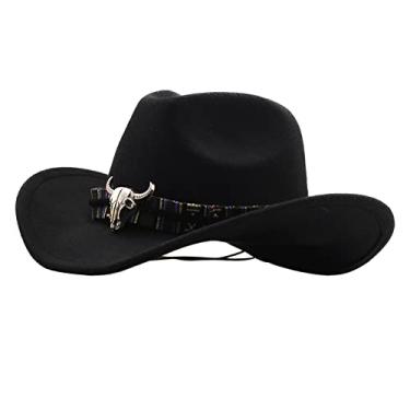 Imagem de segolike Chapéu de cowboy ocidental aba larga tamanho único para festa feminina aniversário cosplay dia das bruxas, Preto