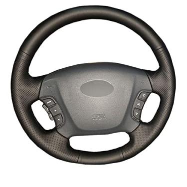 Imagem de MIVLA Capa de volante costurada à mão de couro, para Kia Carens 2007-2010 2011 para Hyundai Sonata NF 2005 2006 acessórios interiores