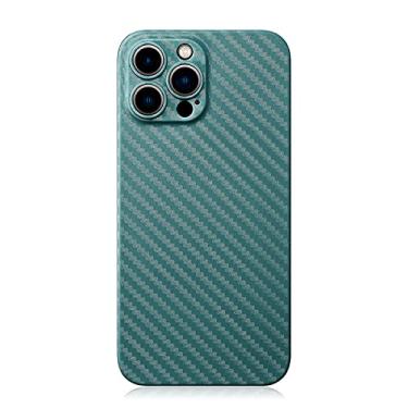 Imagem de Capa de telefone traseira ultrafina de 0,3 mm para iphone 13 12 11 Pro Max textura de fibra de carbono fosca capa dura fina casca macia cor doce, verde escuro, para iphone 13