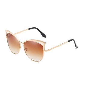 Imagem de Óculos de sol retrô olho de gato para mulheres homens moda design oco vintage óculos de sol lente espelho feminino masculino masculino uv400, dourado duplo marrom, uv400