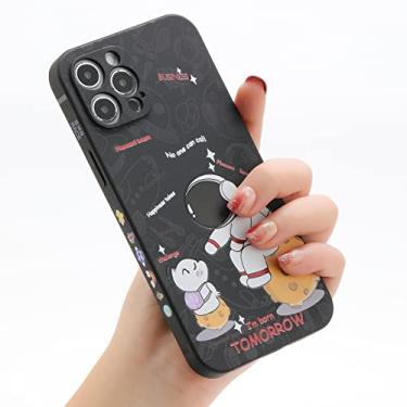 Imagem de Yonds Queen Capa fofa para iPhone 11 Pro Max, desenho animado astronauta planeta lua design elegante TPU macio à prova de choque antiderrapante (iPhone 11 Pro Max, filhote preto)