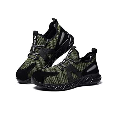 Imagem de Legou Botas de Segurança Sapatos Tênis com Biqueira de Aço Calçados de Trabalho Botas de Trabalho Verde 45.5