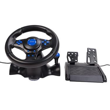 Imagem de ASHATA Roda de corrida para , PC, volante e pedal de corrida com força de condução, alimentado por USB, roda de corrida 3 em 1, efeito de vibração dupla, rotação de 180
