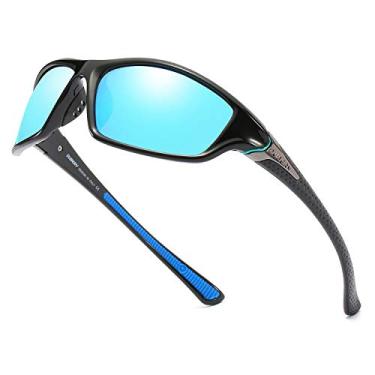 Imagem de DUBERY Óculos de sol esportivos polarizados com proteção UV para dirigir, ciclismo, beisebol, pesca, pesca, D120, Preto/azul, Normal