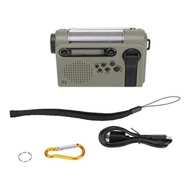 Imagem de Rádio de emergência, 3,0 V-4,2 V FM AM SW rádio de banda completa com carga solar para caminhadas Verde Preto